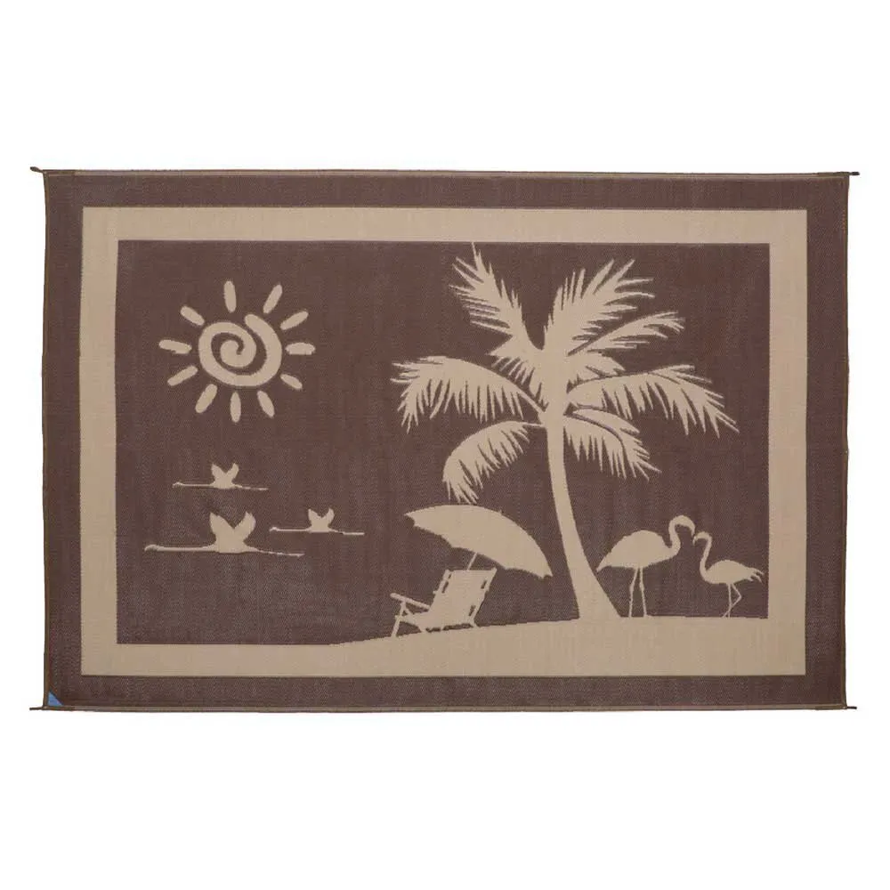 Stylish Camping Beach Paradise Matta, Brown / beige, 2.43 x 3.35m