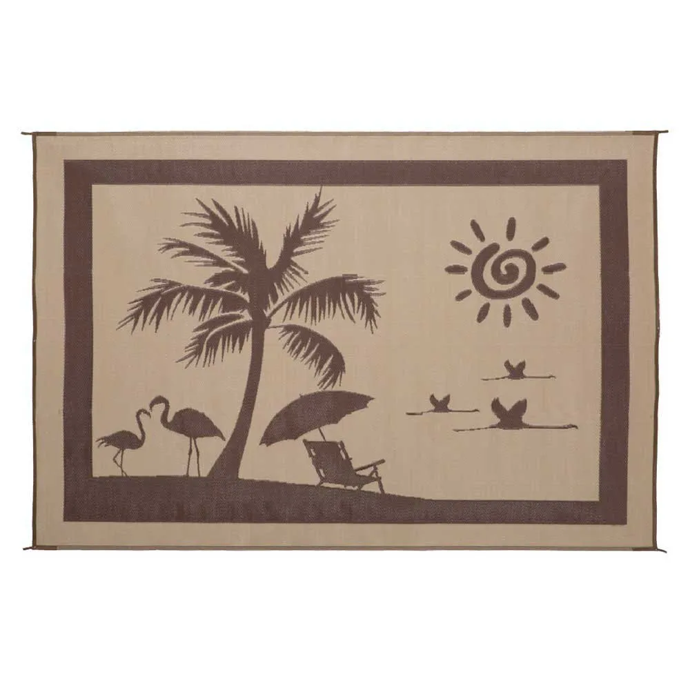 Stylish Camping Beach Paradise Matta, Brown / beige, 2.43 x 3.35m