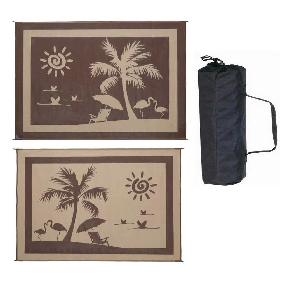 Stylish Camping Beach Paradise Matta, Brown / beige, 2.43 x 3.35m