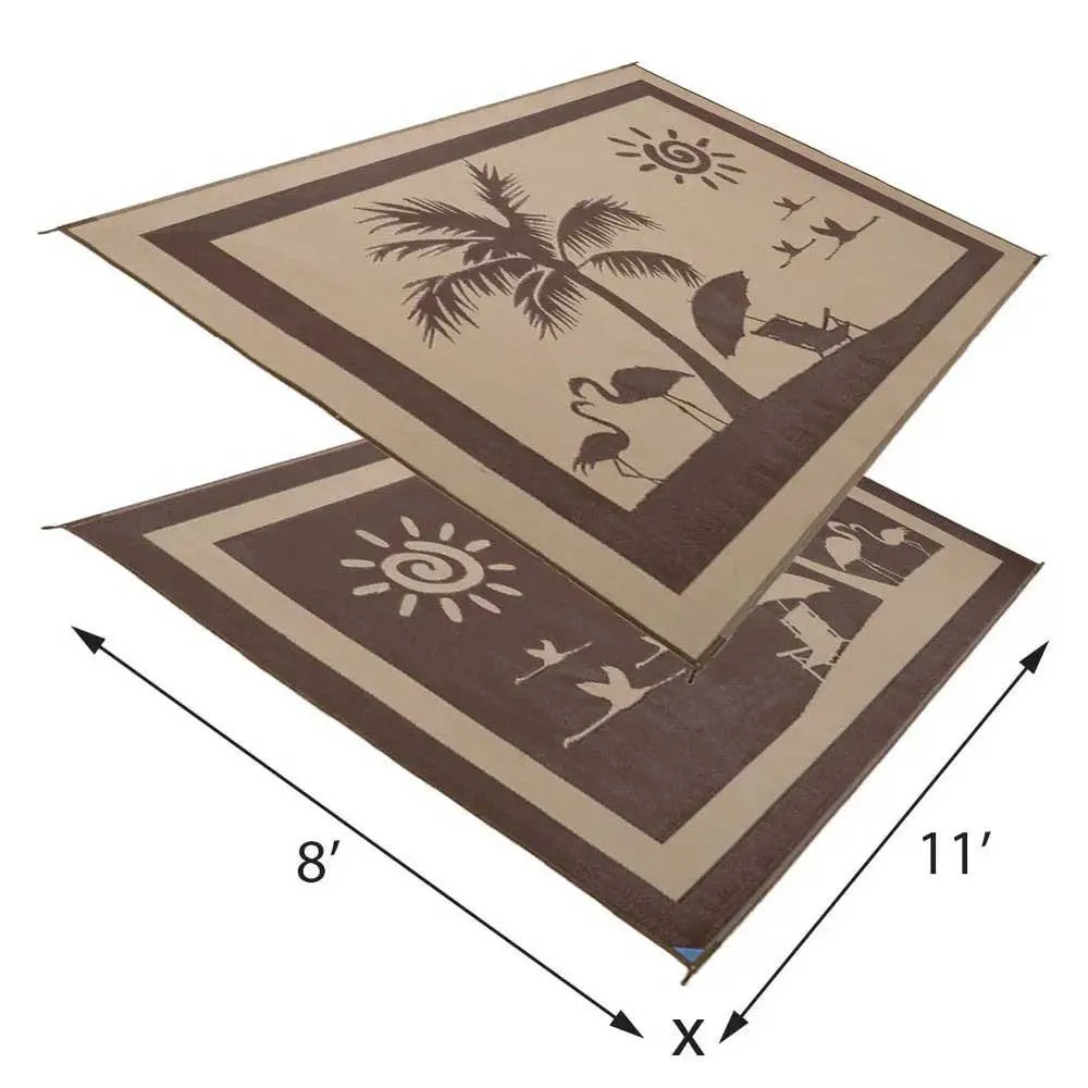 Stylish Camping Beach Paradise Matta, Brown / beige, 2.43 x 3.35m