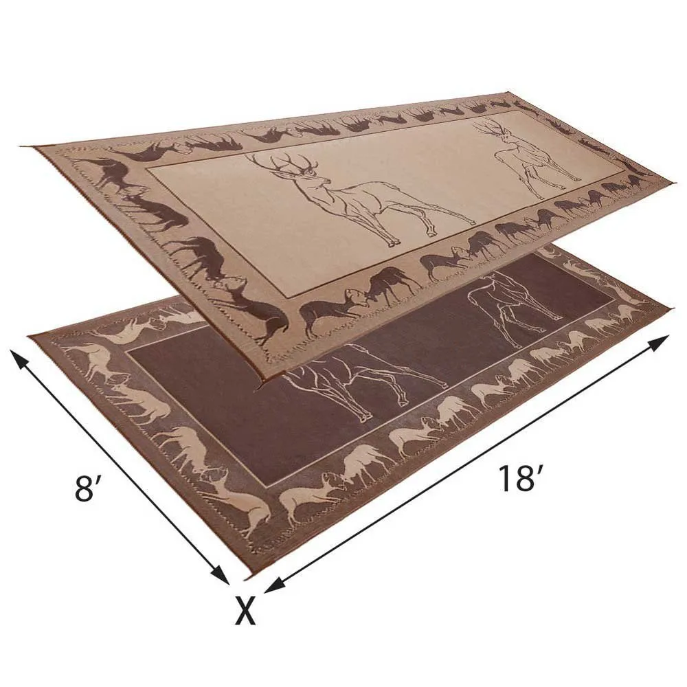 Stylish Camping Deer Pe1 Matta, Black / brown / beige, 2.43 x 5.48m