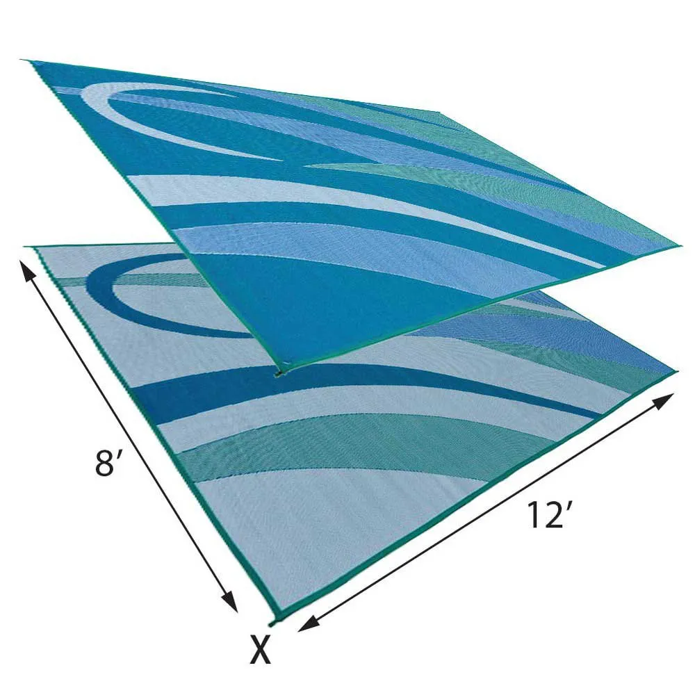 Stylish Camping Graphic Ga3 Matta, Blue / green, 2.43 x 3.65m