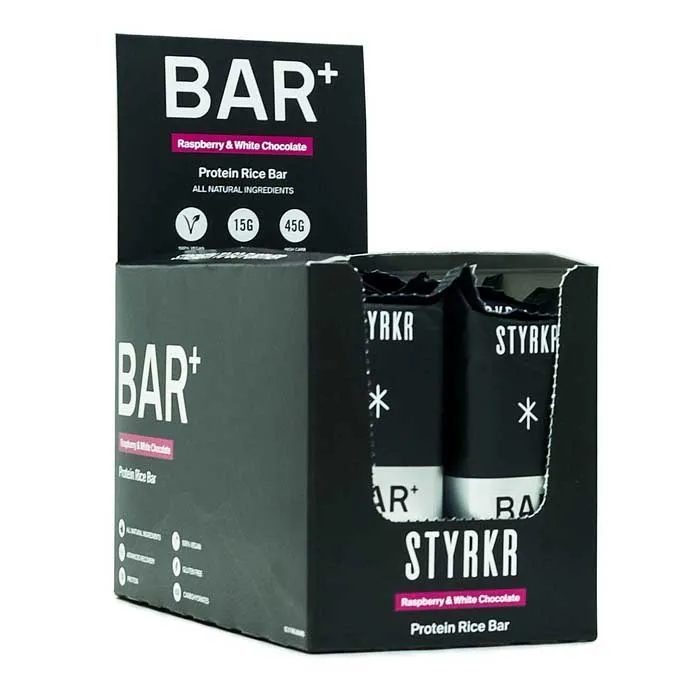 Styrkr Bar Plus Proteinbarslåda Hallon & Vit Choklad 12 Enheter, Multicolor, One Size