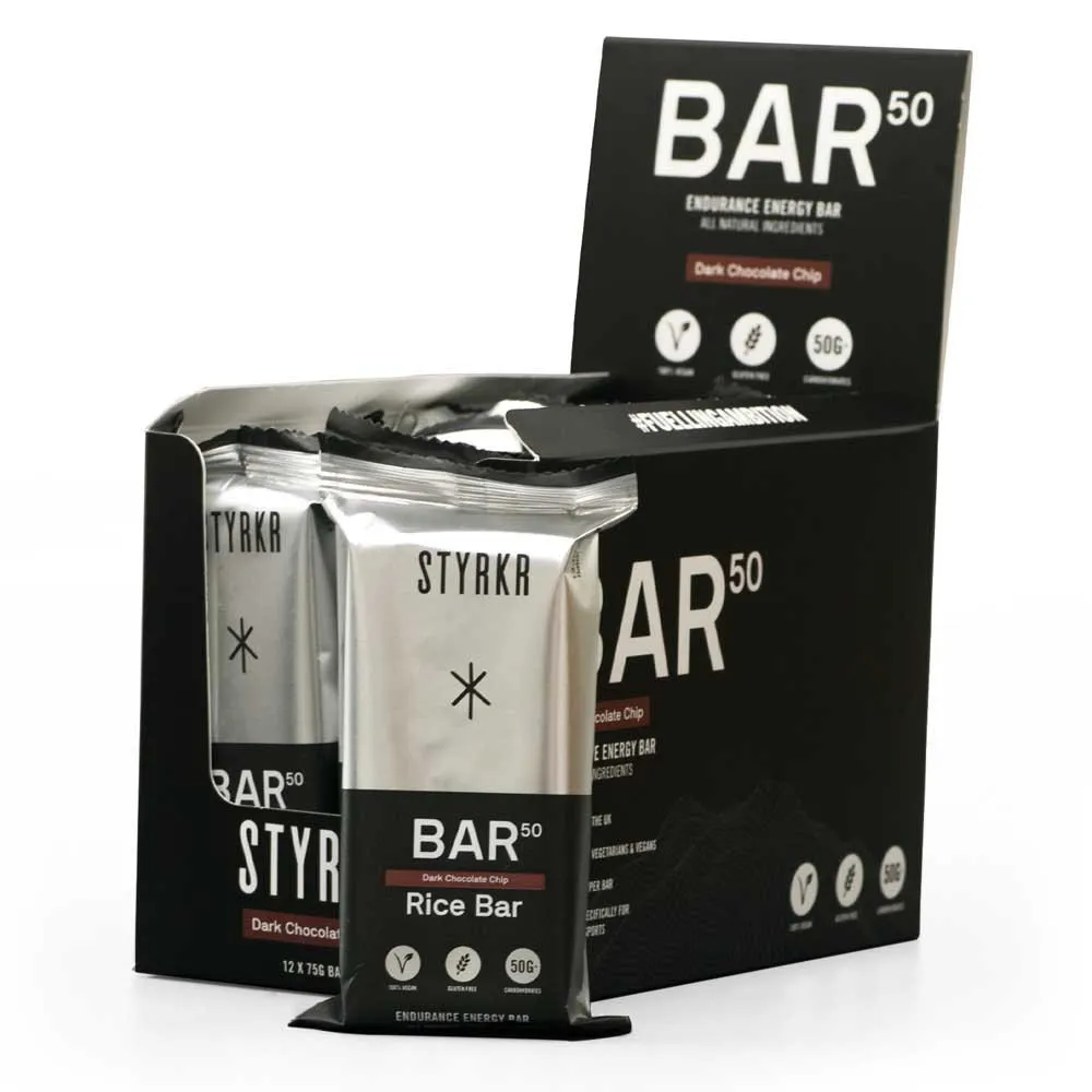Styrkr Bar50 Dark Energy Bars Låda Choklad 75g 12 Enheter, Silver / black, One Size Styrkr Bar50 Dark Energy Bars Låda Choklad 75g 12 Enheter, Silver / black, One Size