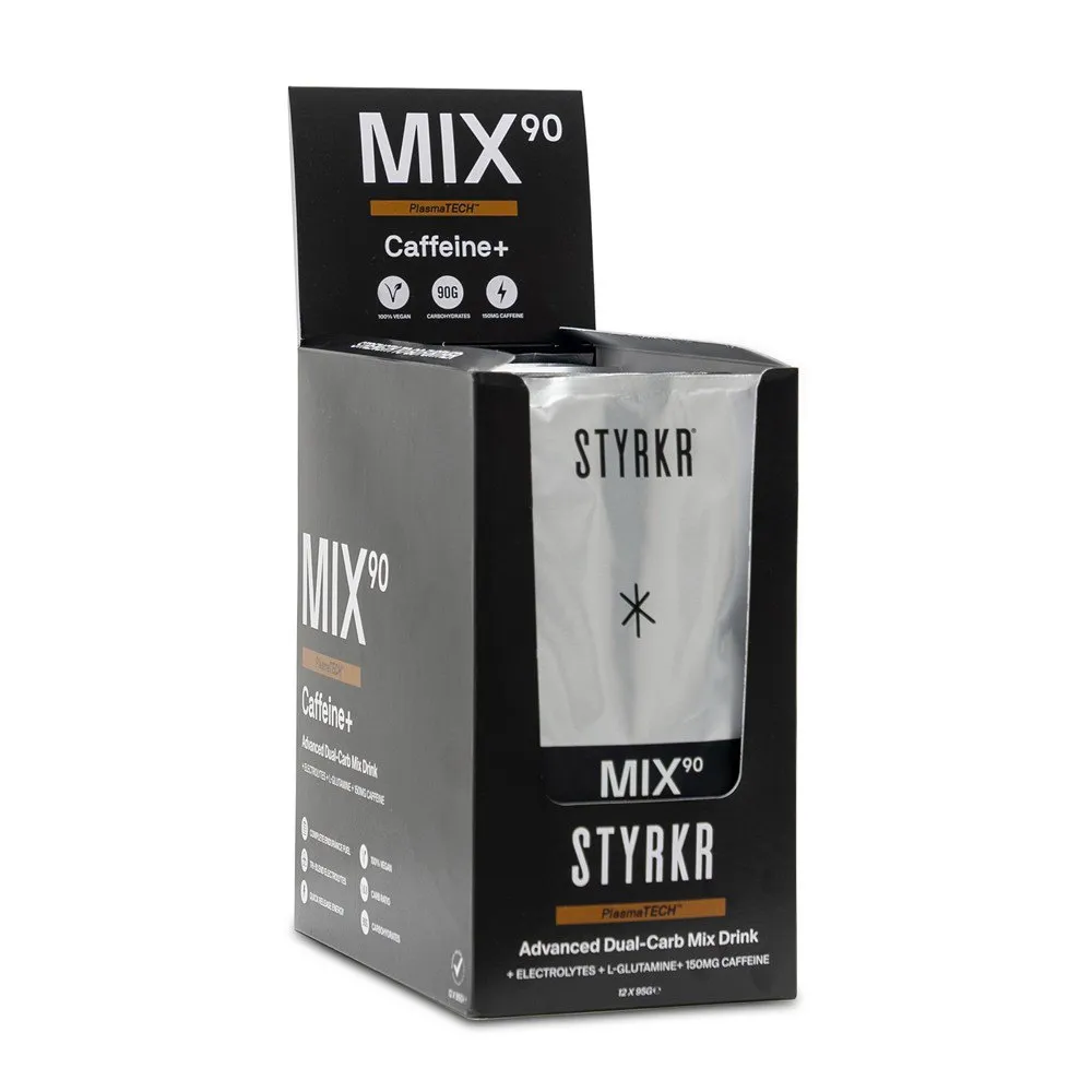 Styrkr Mix90 Dual-carb Energidryck Engångsdos Förpackning Koffein 95g 12 Enheter, Black / silver, One Size Styrkr Mix90 Dual-carb Energidryck Engångsdos Förpackning Koffein 95g 12 Enheter, Black / silver, One Size