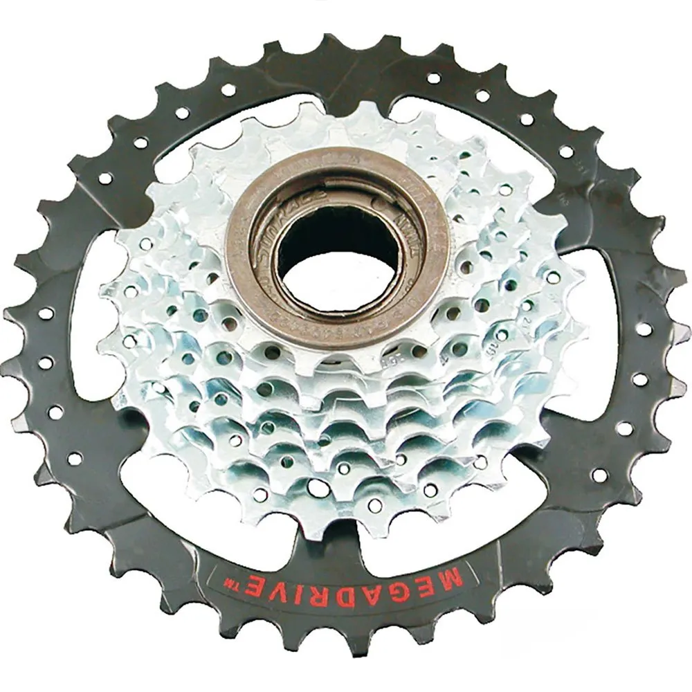 SunRace Megarange Kassett, Chrome / black, 7s, 13-34t