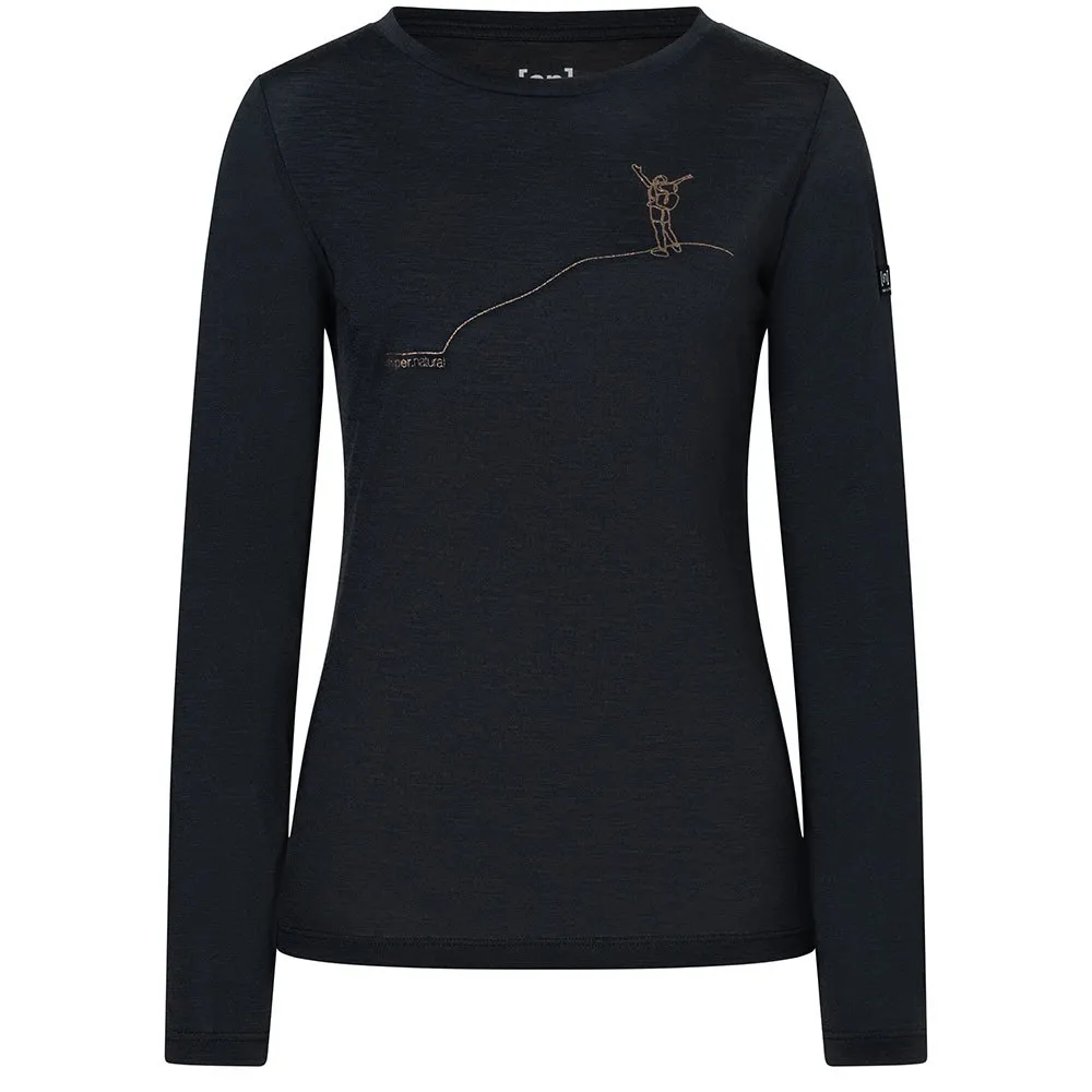super.natural Bergglück T-shirt Med Lång ärm, Jet black / copper