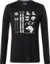 super.natural Men's Skiing Bear Long Sleeve, Jet Black/Feather Grey/Gold Flake