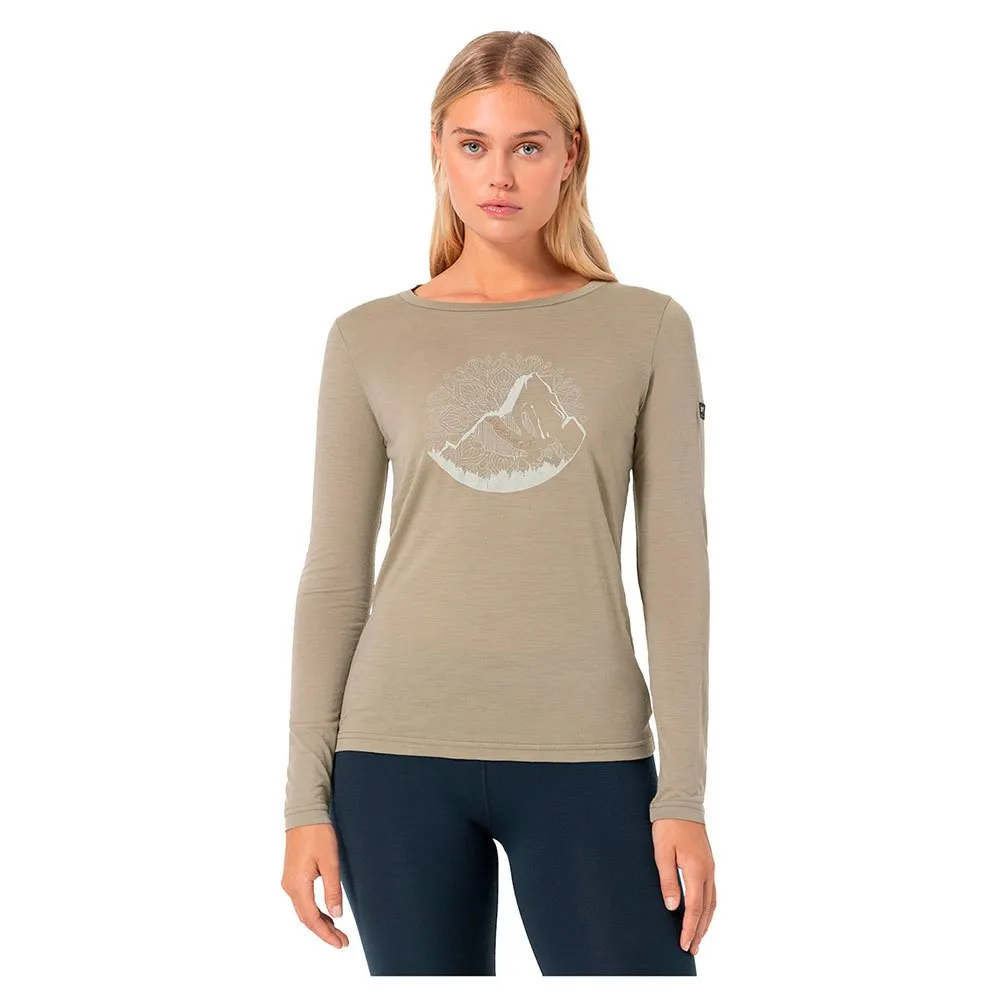 super.natural Mountain Mandala Tree T-shirt Med Lång ärm, Fallen rock / feather grey / copper