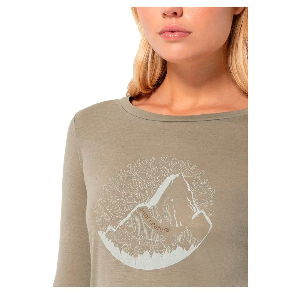 super.natural Mountain Mandala Tree T-shirt Med Lång ärm, Fallen rock / feather grey / copper