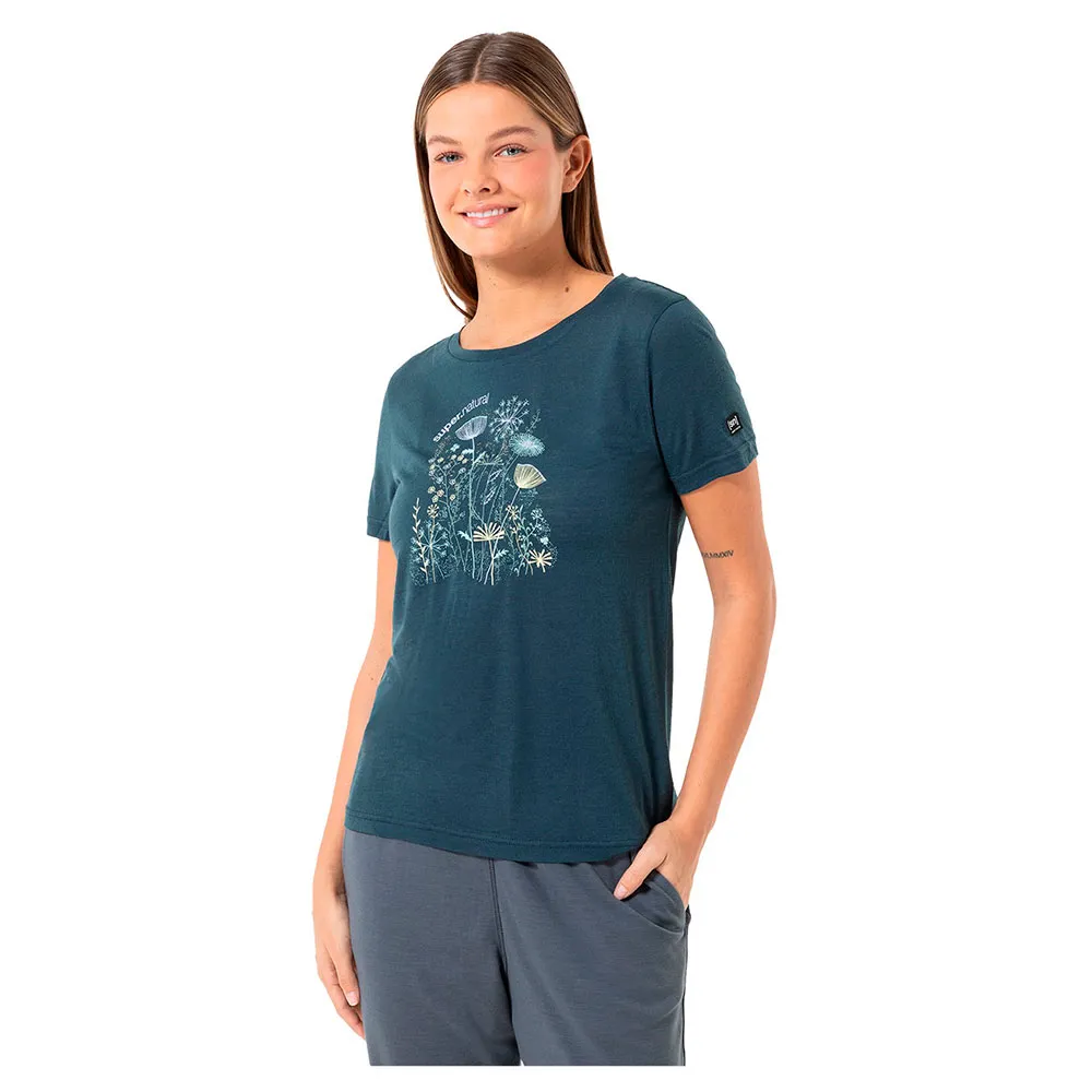 super.natural Rock Flowers T-shirt Med Korta ärmar, Blueberry / various