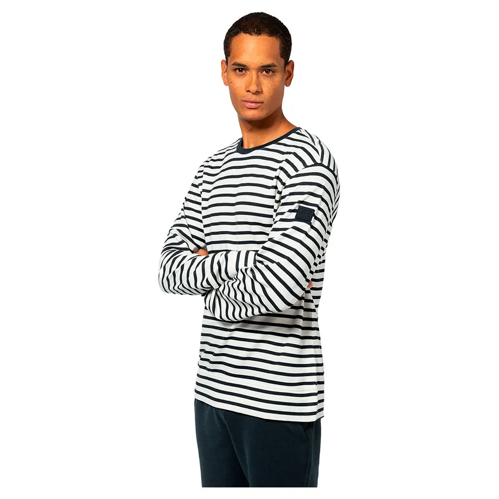 super.natural Solution Stripe Bio Tröja, Fresh white / navy stripe super.natural Solution Stripe Bio Tröja, Fresh white / navy stripe