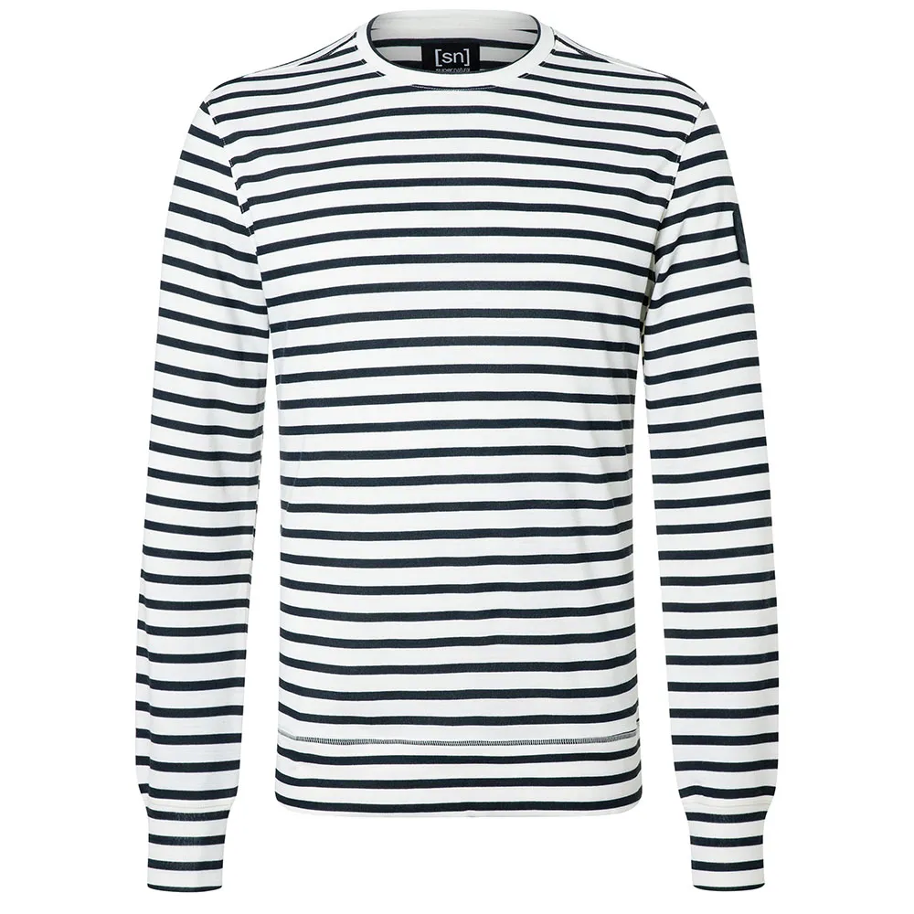 super.natural Solution Stripe Bio Tröja, Fresh white / navy stripe super.natural Solution Stripe Bio Tröja, Fresh white / navy stripe
