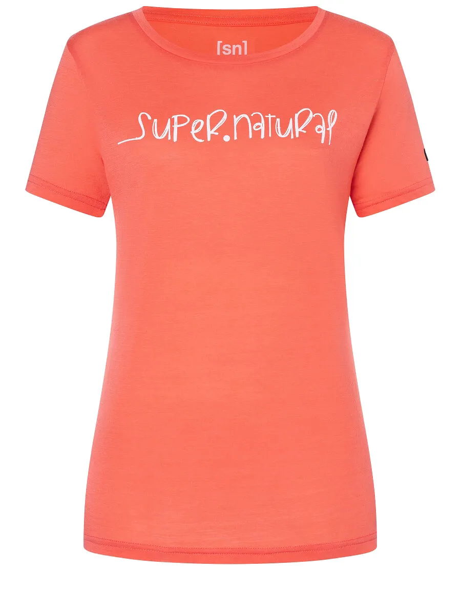 super.natural Women's Signature Tee, Living Coral/Fresh White