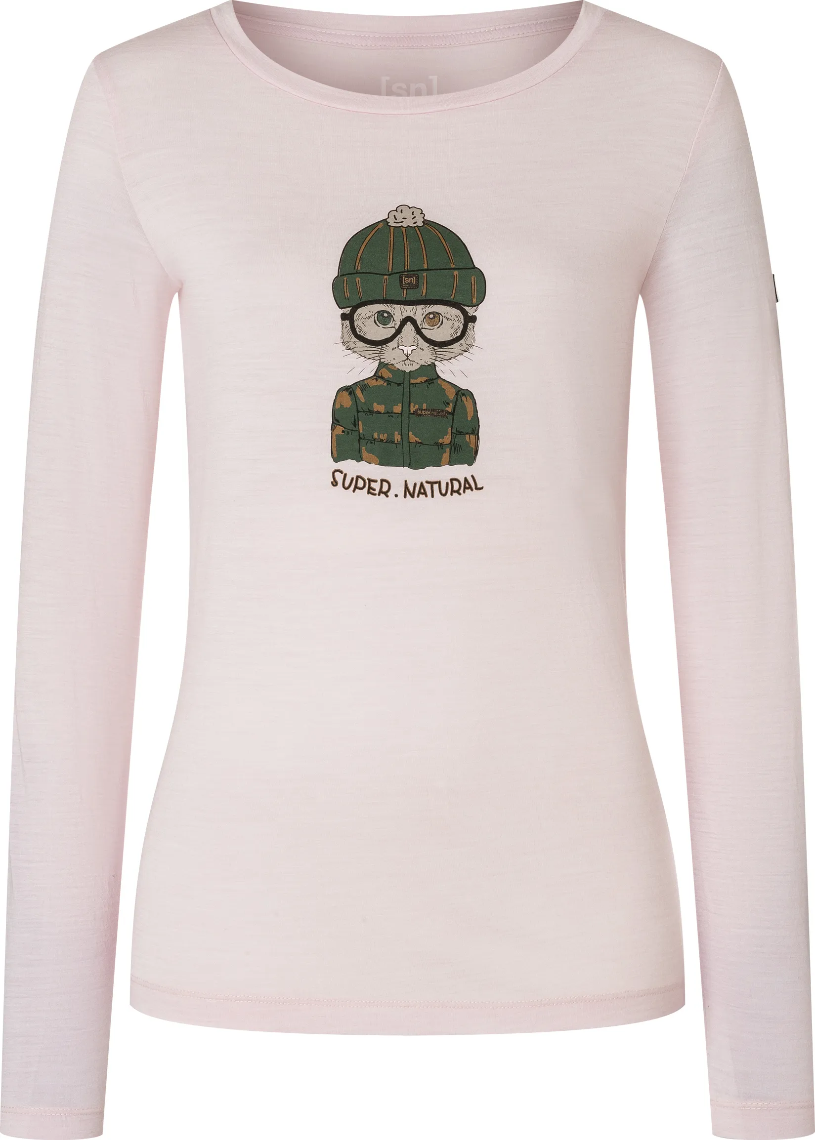 super.natural Women's Snow Cat Long Sleeve, Mauve Chalk/Various super.natural Women's Snow Cat Long Sleeve, Mauve Chalk/Various
