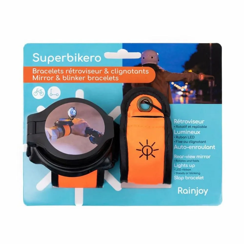 SuperB Duo Cykelarmband Med Backspegel Och Blinkers, Orange, One Size