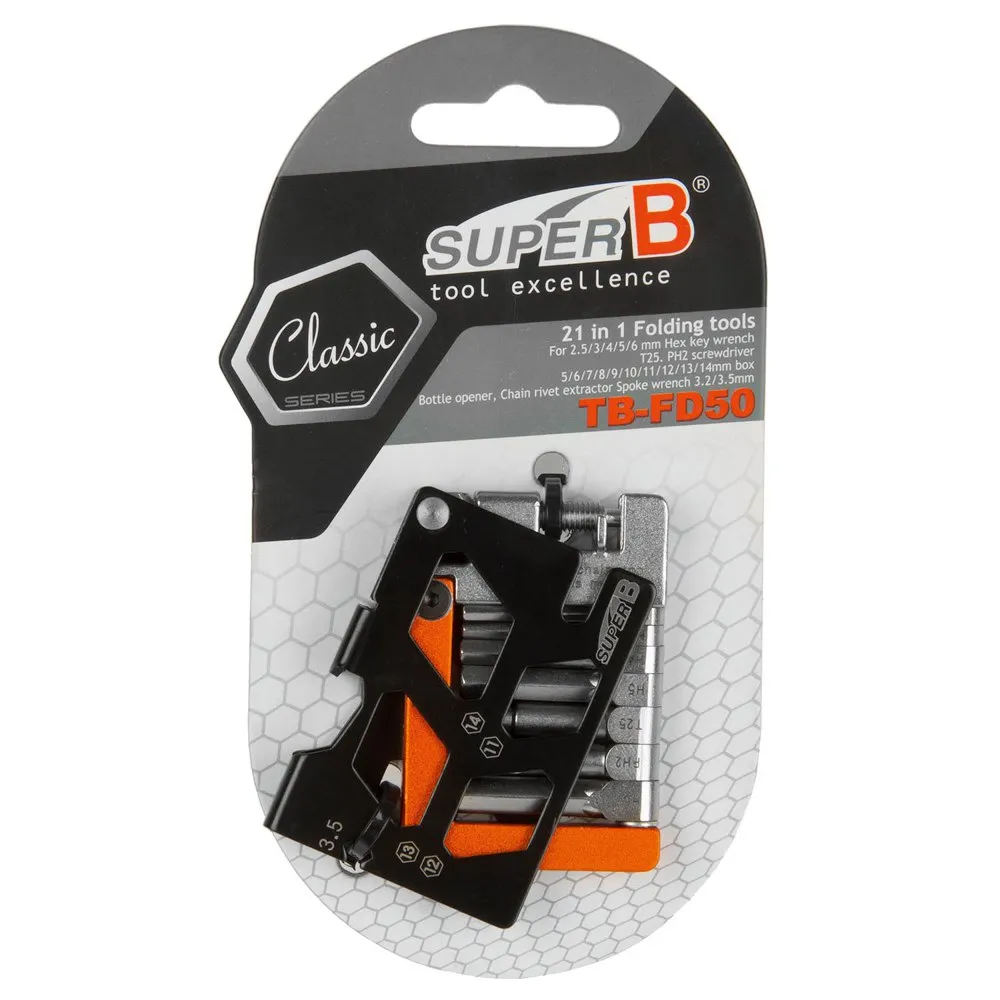 SuperB Tb-fd50 21 In 1 Folding Multiverktyg, Black / grey / orange, One Size SuperB Tb-fd50 21 In 1 Folding Multiverktyg, Black / grey / orange, One Size