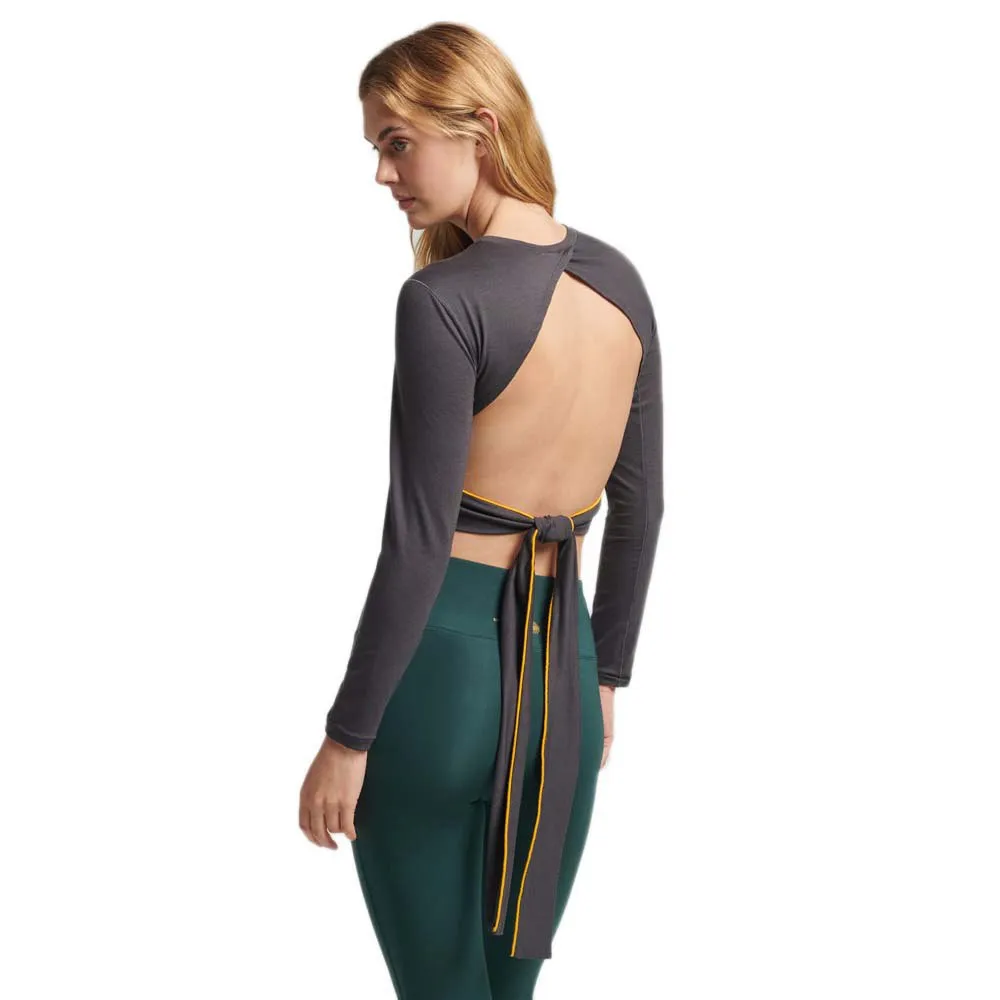 Superdry Flex Wrap T-shirt Med Lång ärm female, Dark charcoal Superdry Flex Wrap T-shirt Med Lång ärm female, Dark charcoal