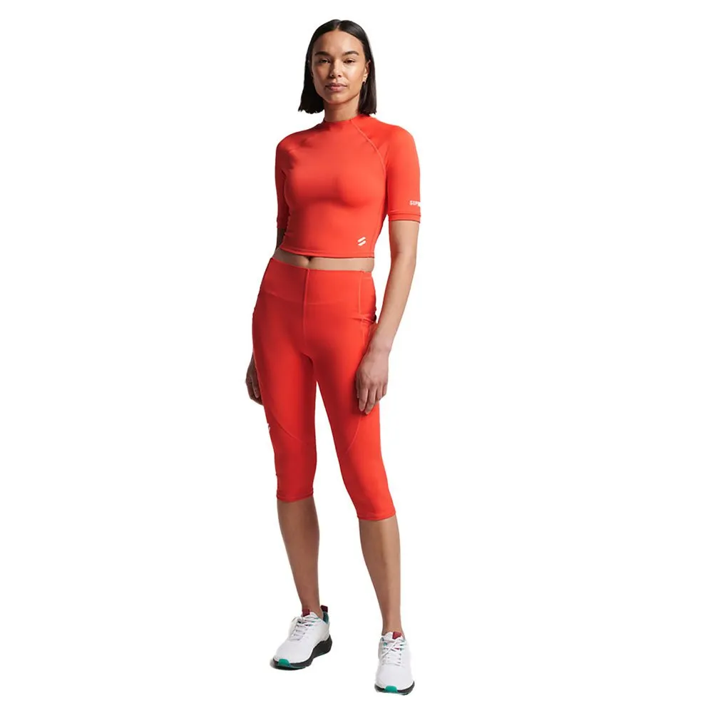 Superdry Run 3/4 Tight Crop T-shirt Med Korta ärmar female