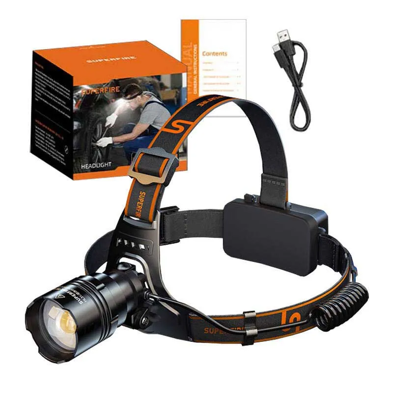 Superfire Hl31 Type-c Pannlampa, Black, One Size Superfire Hl31 Type-c Pannlampa, Black, One Size