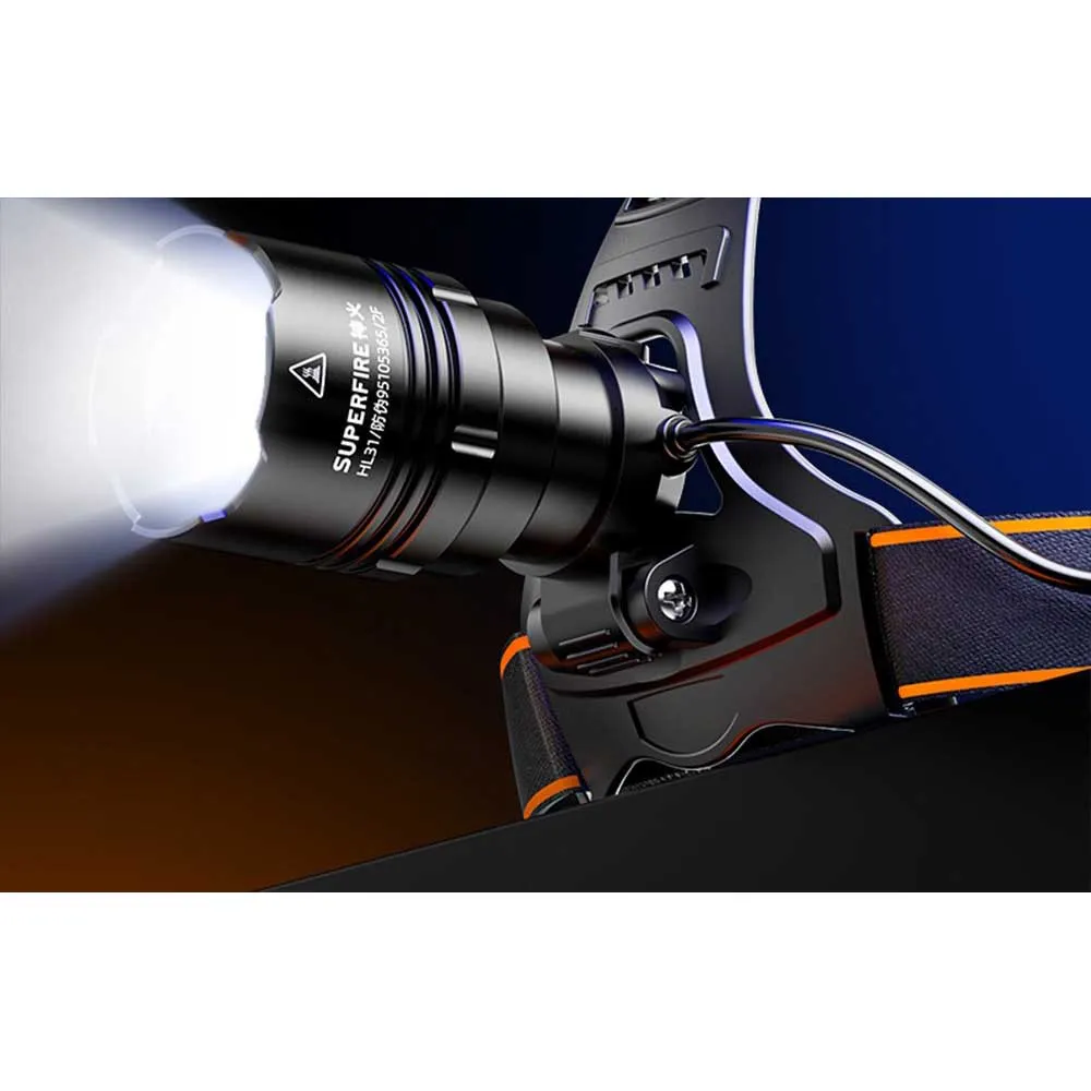 Superfire Hl31 Type-c Pannlampa, Black, One Size Superfire Hl31 Type-c Pannlampa, Black, One Size