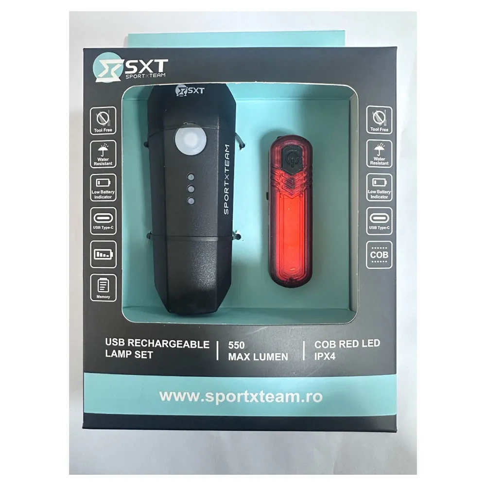 SXT 550l-10c Usb Cykellampset, Black, 550 Lumens SXT 550l-10c Usb Cykellampset, Black, 550 Lumens