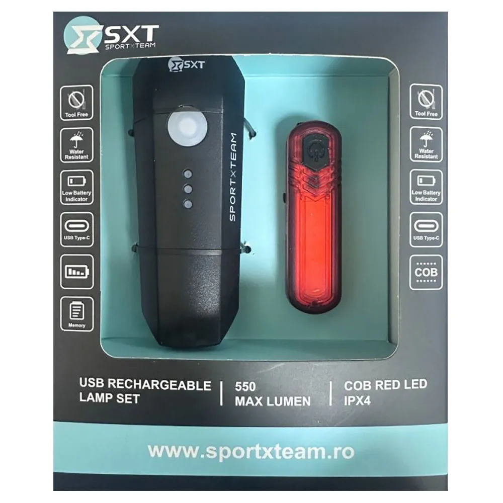 SXT 550l-10c Usb Cykellampset, Black, 550 Lumens SXT 550l-10c Usb Cykellampset, Black, 550 Lumens