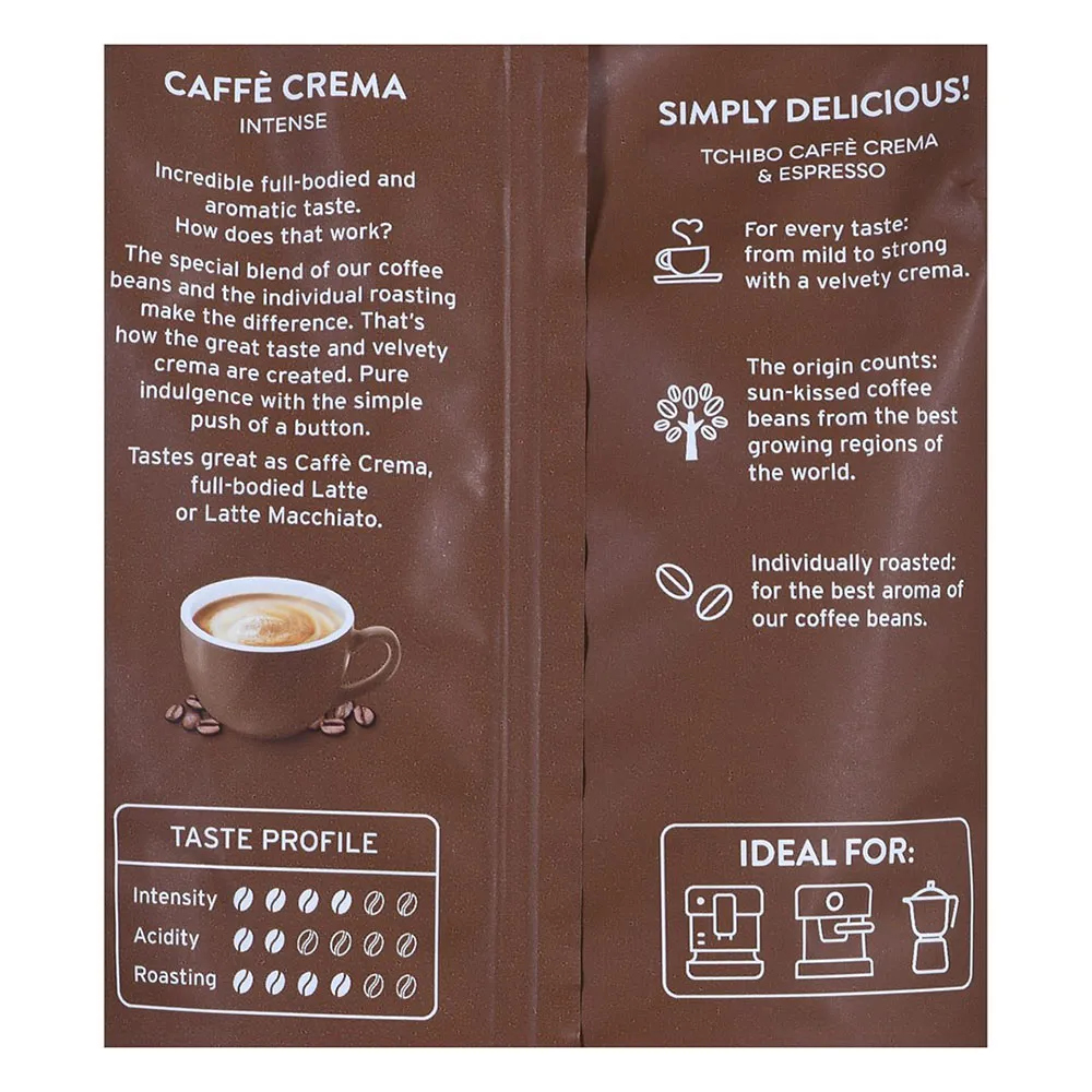 Tchibo Cafe Crema Intense Kaffebönor 1kg, Black, One Size