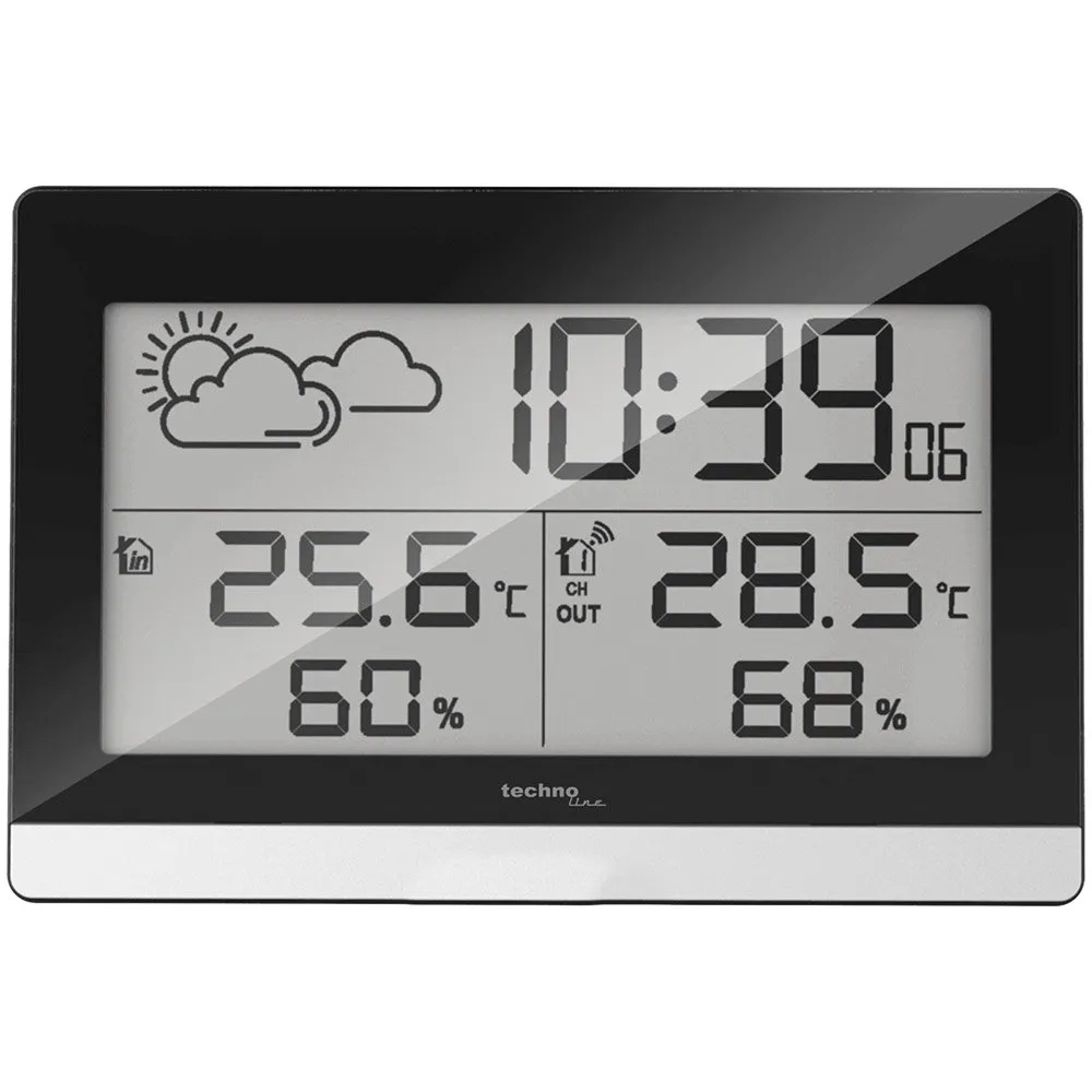Technoline Ws 9255 Väderstation, Black / silver, One Size, EU Plug 220V