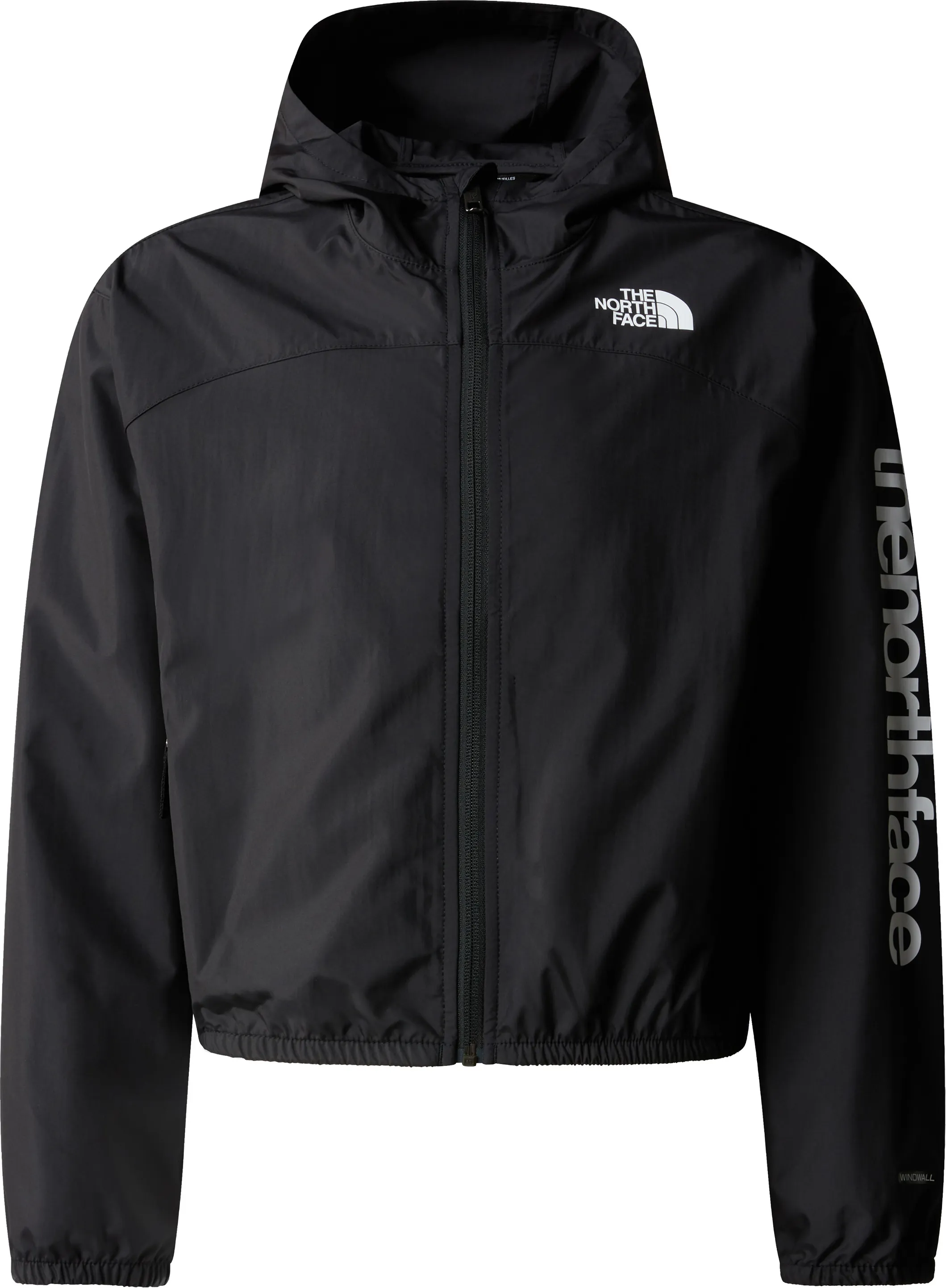 The North Face Girls' Never Stop Hooded WindWall Jacket, Tnf Black, XS