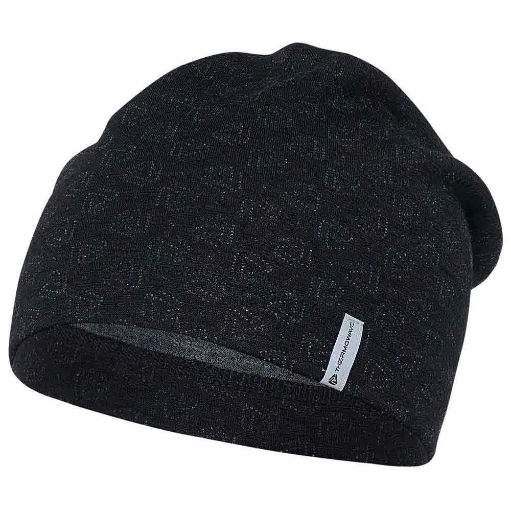 Thermowave Merino/wool Mössa female, Black / dark grey melange