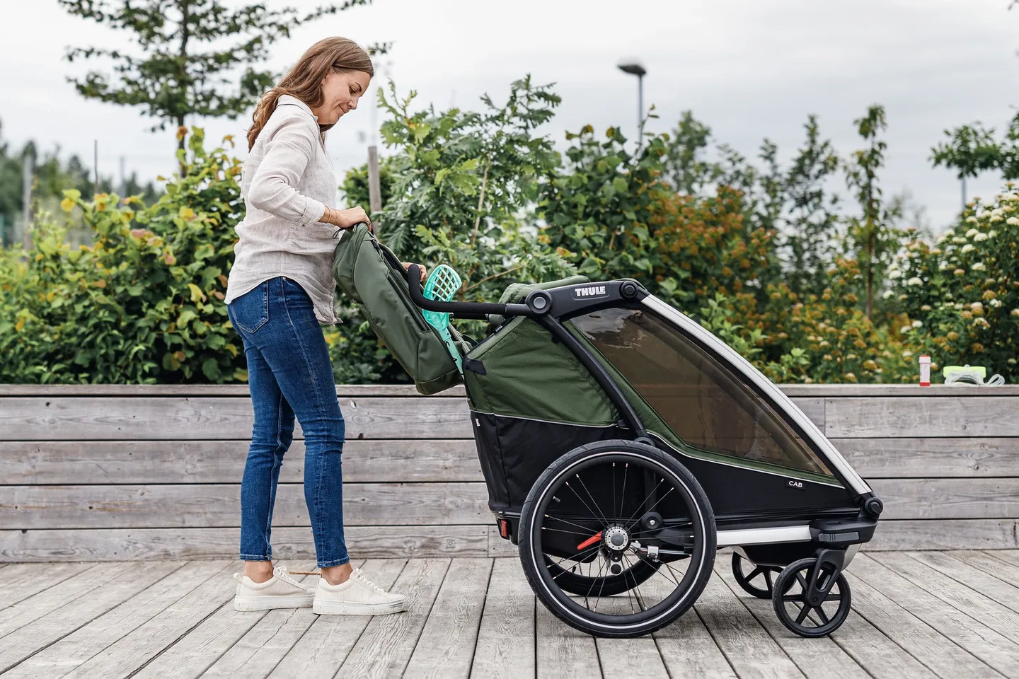 Thule Chariot Cab 2 Cykel Barnvagn, Cypresgreen, One Size Thule Chariot Cab 2 Cykel Barnvagn, Cypresgreen, One Size
