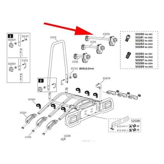Thule Euroride 943 Bike Arm 25.4 Mm Long 51309 Reservdel, Black, 25.4mm