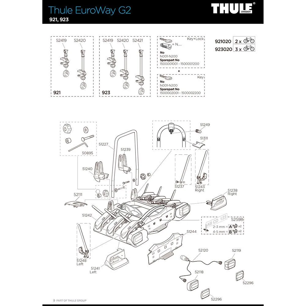 Thule Euroway G2 921/923 Short Bike Arm Reservdel, Black, One Size Thule Euroway G2 921/923 Short Bike Arm Reservdel, Black, One Size