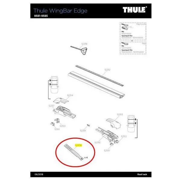 Thule Wingbar Edge Strap Bars Reservdel, Black, One Size