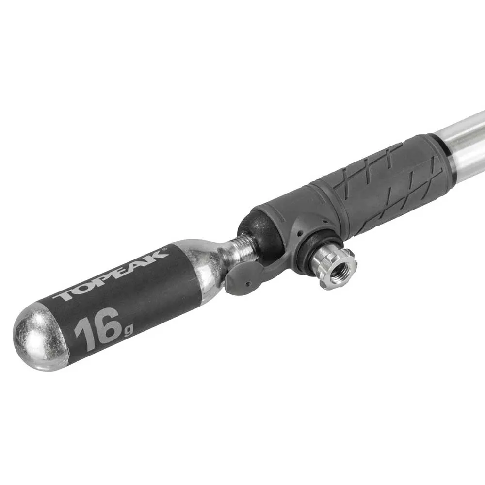 Topeak Hybrid Rocket Hp With 16g Threaded Co2 Cartridge Mini Pump, Black / grey, 160psi Topeak Hybrid Rocket Hp With 16g Threaded Co2 Cartridge Mini Pump, Black / grey, 160psi