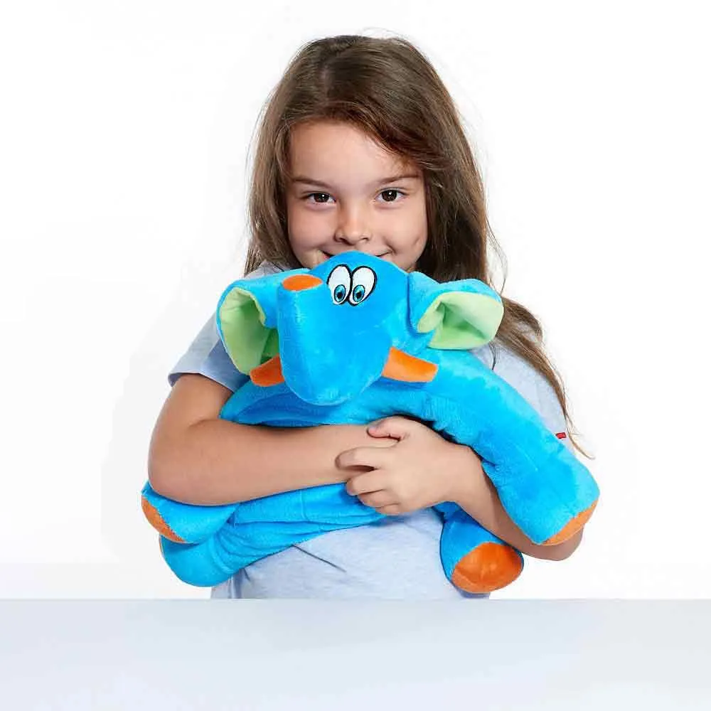 Travel Blue Konvertibel Elefant Junior Kudde, Blue