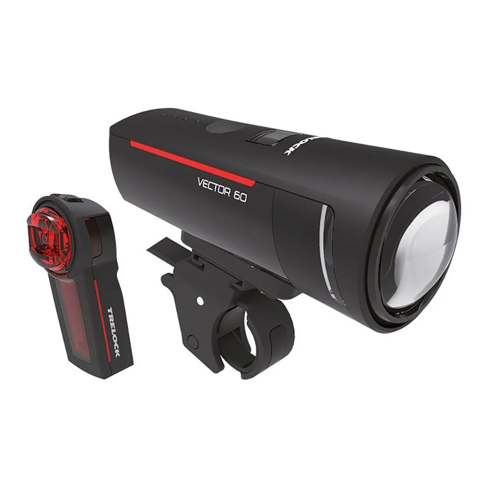 Trelock Ls 600 I-go Vector+ls 740 Vector Cykellampset, Black, One Size