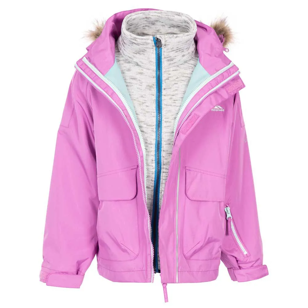 Trespass Outshine Tp50 Avtagbar Jacka, Deep pink, 7-8Y Trespass Outshine Tp50 Avtagbar Jacka, Deep pink, 7-8Y