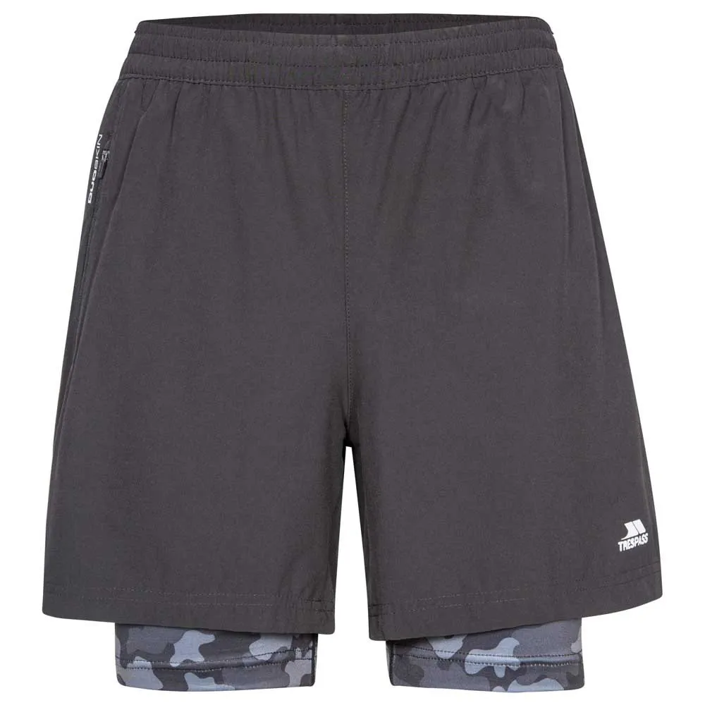 Trespass Patterson Shorts, Black / grey marl