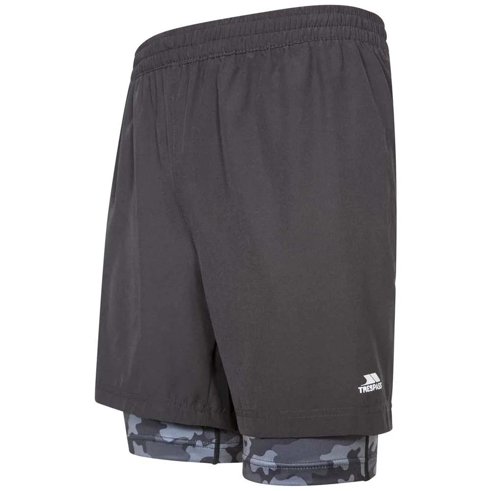Trespass Patterson Shorts, Black / grey marl