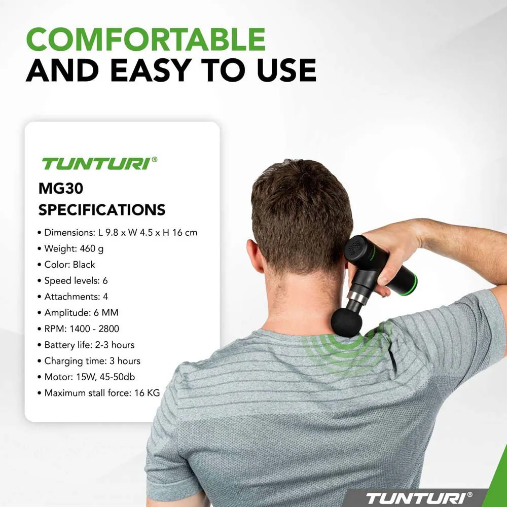 Tunturi Mg30 Massagepistol, Black, One Size