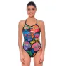 Turbo Haloween Skulls Baddräkt Med Tunna Band female, Multicolor, 7-8Y