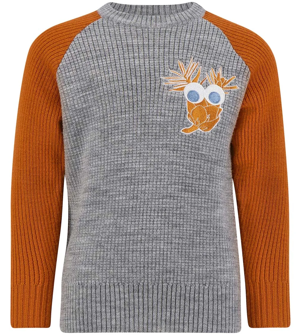 Ulvang Kids' Piny Warm Round Neck, Grey melange/mango, 122 Ulvang Kids' Piny Warm Round Neck, Grey melange/mango, 122