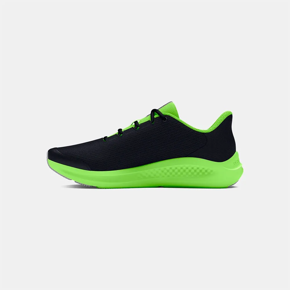 Under Armour Gs Charged Pursuit 3 Big Logo Löparskor male, Black / morph green / mod gray