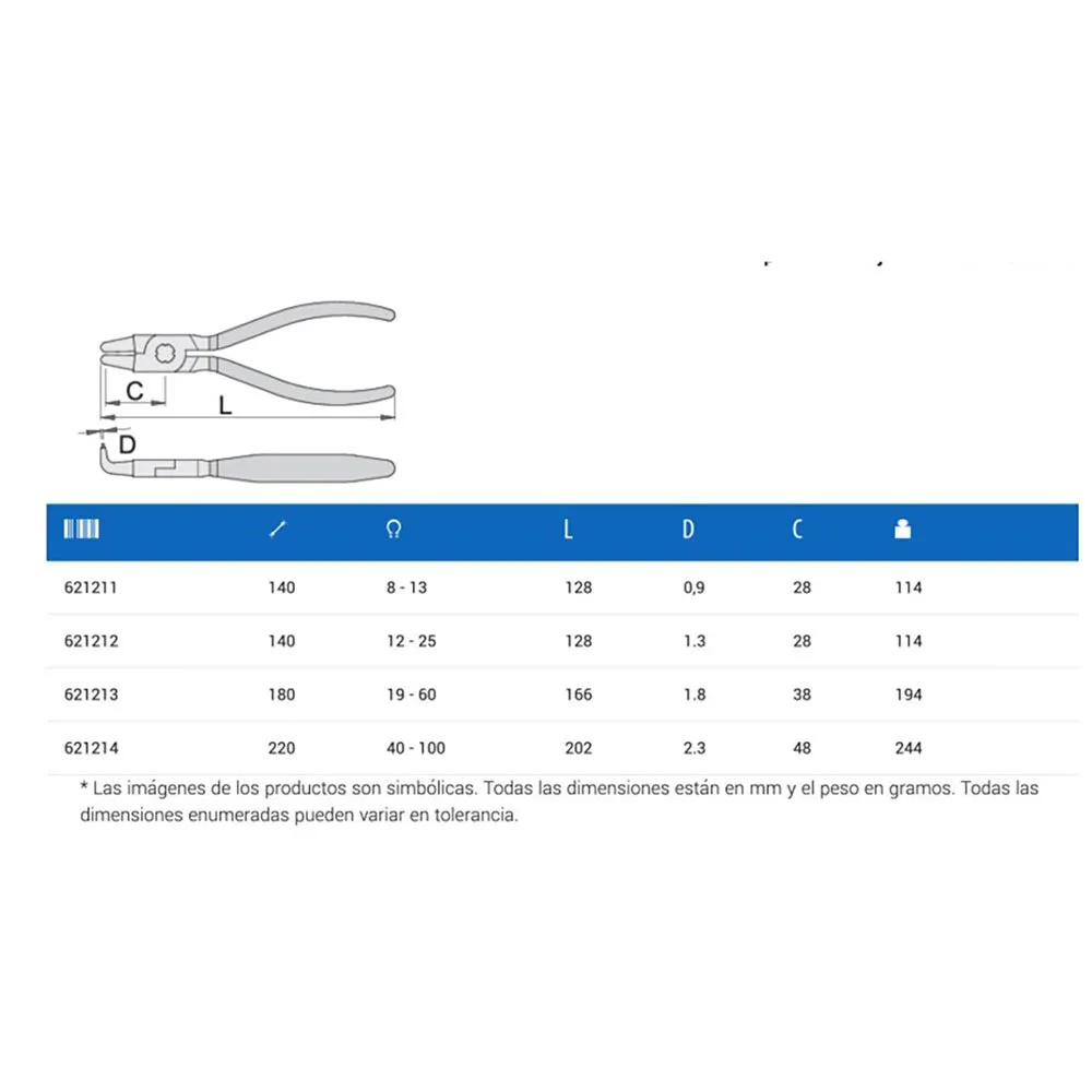 Unior Bike Tools Circlip Curved Tång, Blue, One Size
