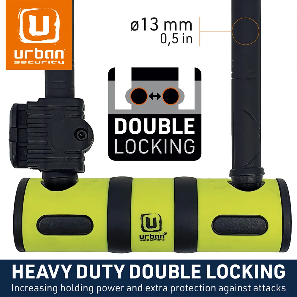 Urban Security Bracket Bk03+cable 120 Bygellås, Black / yellow, 120cm