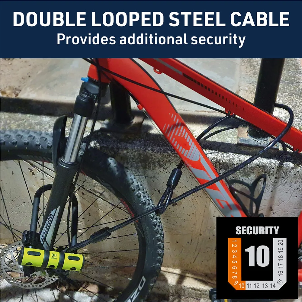 Urban Security Bracket Bk03+cable 120 Bygellås, Black / yellow, 120cm