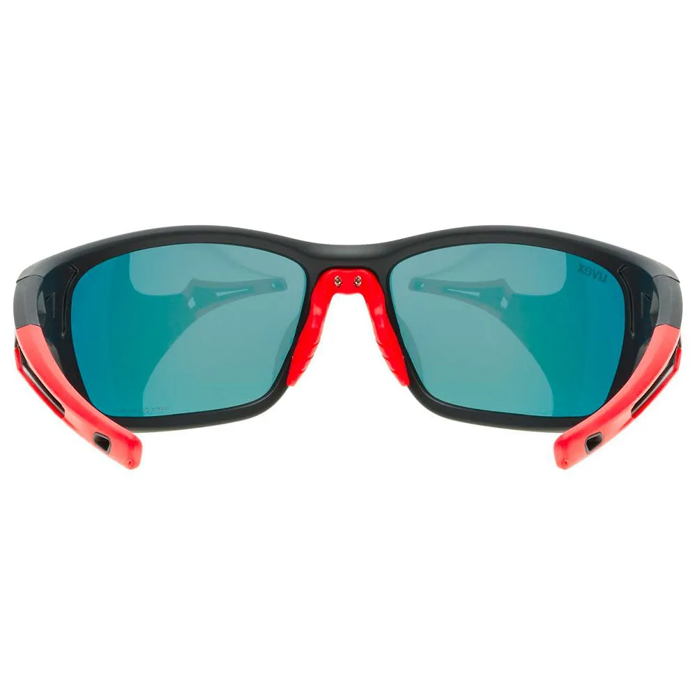Uvex Sportstyle 232 Polarvision Speglade Polariserade Solglasögon, Black matte / red, Mirror Red/CAT3