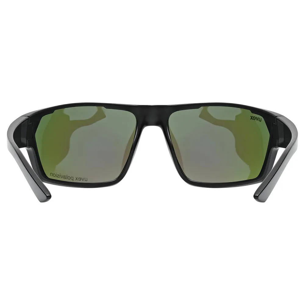 Uvex Sportstyle 233 Polariserade Solglasögon, Black matt, Polavision Mirror Green/CAT3